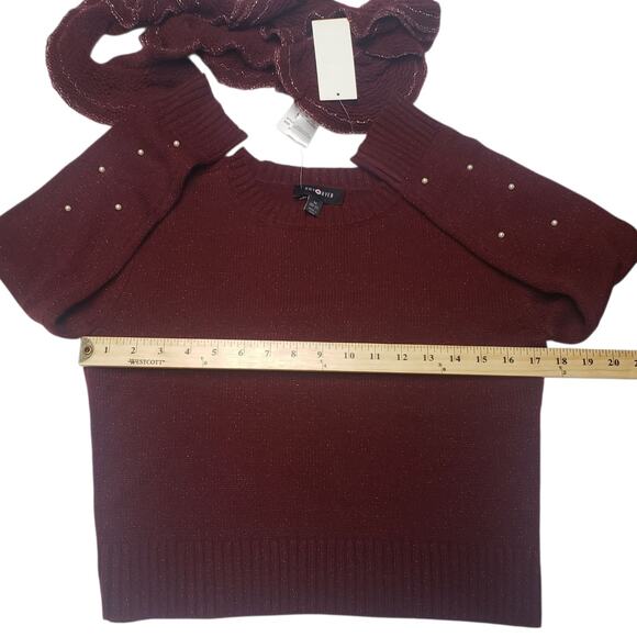Amy Byer Burgundy Sweater+ Scarf Set Girls M Beaded Knitwear Holiday Style - Picture 6 of 9